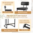 thumbnail image 4 of ClinQ Modern Bar Stools Set of 3, Upholstered Counter Height Bar Chairs with Sturdy Metal Frame and Backrest for Kitchen Island, Black, 4 of 8