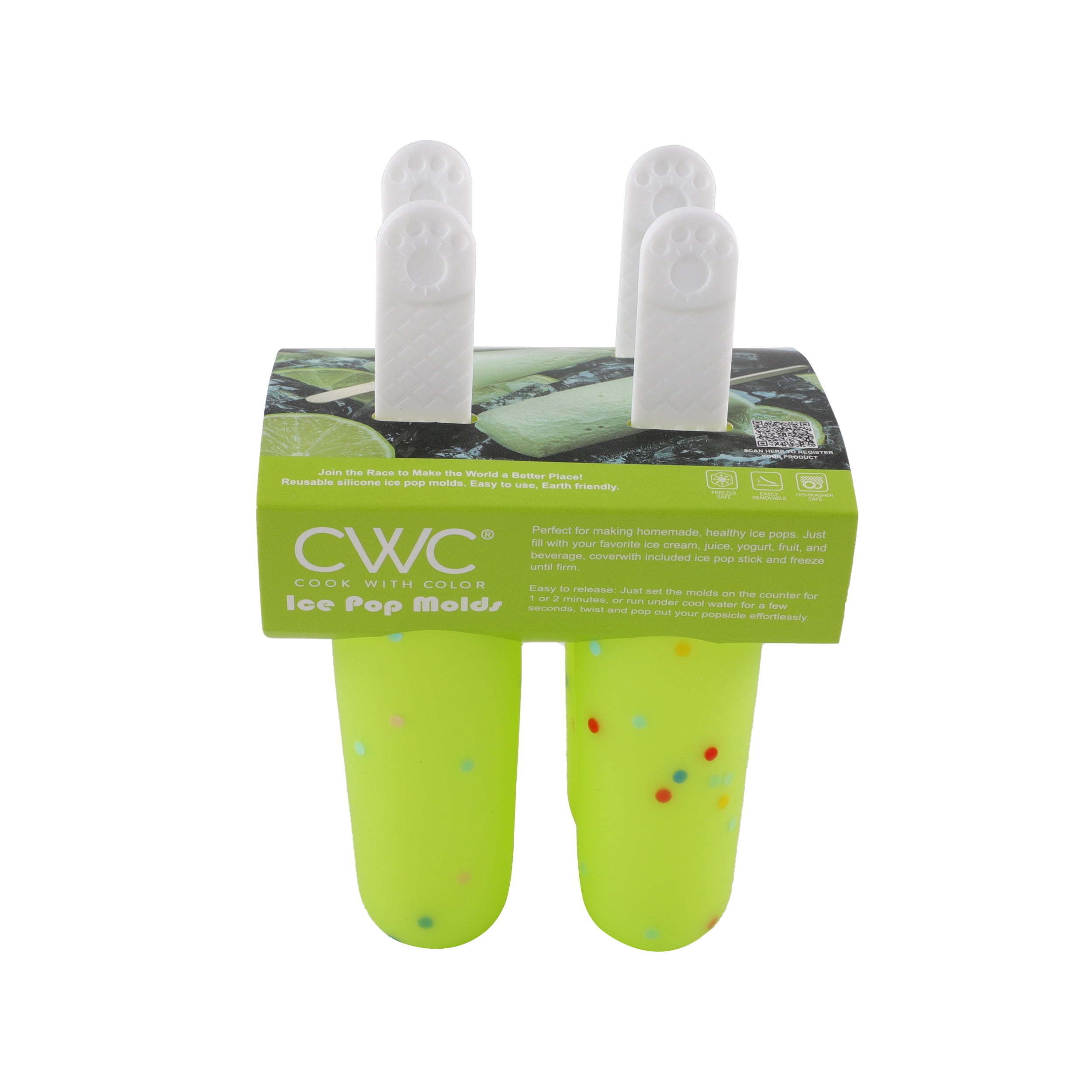 Round Silicone Ice Pop Molds - Reusable & Dishwasher Safe, Green