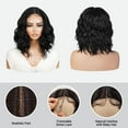 thumbnail image 3 of STUDIOCUT BY PROS Loose Deep Wave Bob Wigs 12 Inch Middle Center Part Swiss Lace Front Bob Wig for Black women Wavy Curly Wig Heat Resistant Synthetic Wigs DPL008 (1B-OFFBLACK), 3 of 7