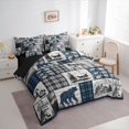 thumbnail image 3 of Homewish Bear Wolf Silhouette 7 Pieces Bedding Comforter Set,Woodland Animal Deer Full Bedding Set,Gray Blue Fitted Sheet Flat Sheet For Teens,Super Cozy Room Decor Reversible, 3 of 8