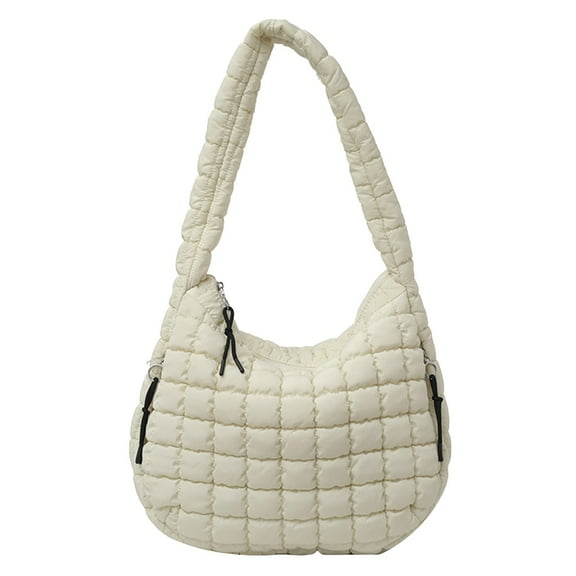 Womens Fluffy Tote Bag Large Quilted Underarm Purses Handbags Lightweight Shoulder Bag for Work Travel