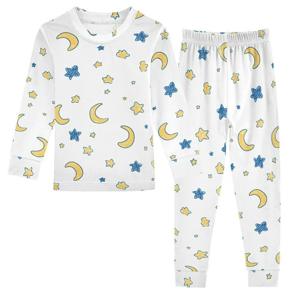 Moon Star Design Cotton Pajamas 2 Piece Set Sleepwear Soft and Comfortable Homewear Nightwear