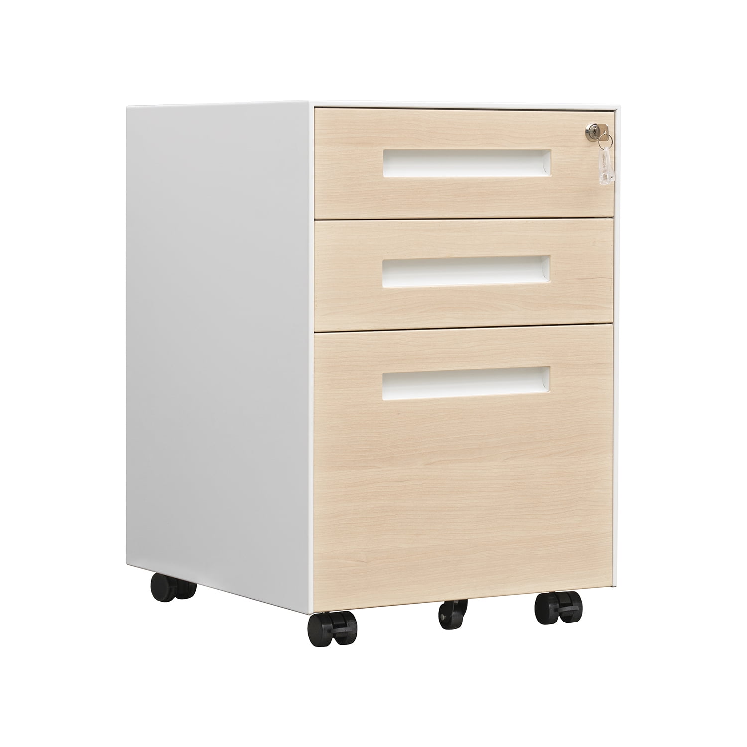 Kadyn Mobile File Cabinet, Printer Stand for Legal/Letter/A4/F4 Size, 3 Drawer Metal File Cabinet with Lock Steel File Cabinet, Cherry