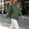 thumbnail image 4 of Women's Winter Cardigan Long-Sleeved Cardigan With Buttons Double Pockets And Collared Shirts Top Cozy Layered Top for Women Green M, 4 of 5