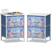 Sorbus Nightstand with 2 Drawers - Kids Bedside Table & End Table - Steel Frame, Wood Top, Easy Pull Fabric Bins - Dresser & Chest for Bedroom, Office, Dorm - 2 Pack
