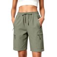 thumbnail image 6 of Women's Lightweight Hiking Cargo Shorts Quick Dry Athletic Shorts Camping Travel Golf Zipper Pockets Water Resistant Army Green M, 6 of 6