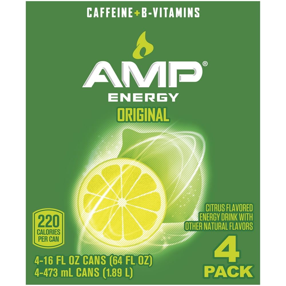AMP Energy Original Citrus Flavored Energy Drink, 16 Fl. Oz., 4 Count