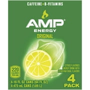 AMP Energy Original Citrus Flavored Energy Drink, 16 fl oz, 4 Pack Cans