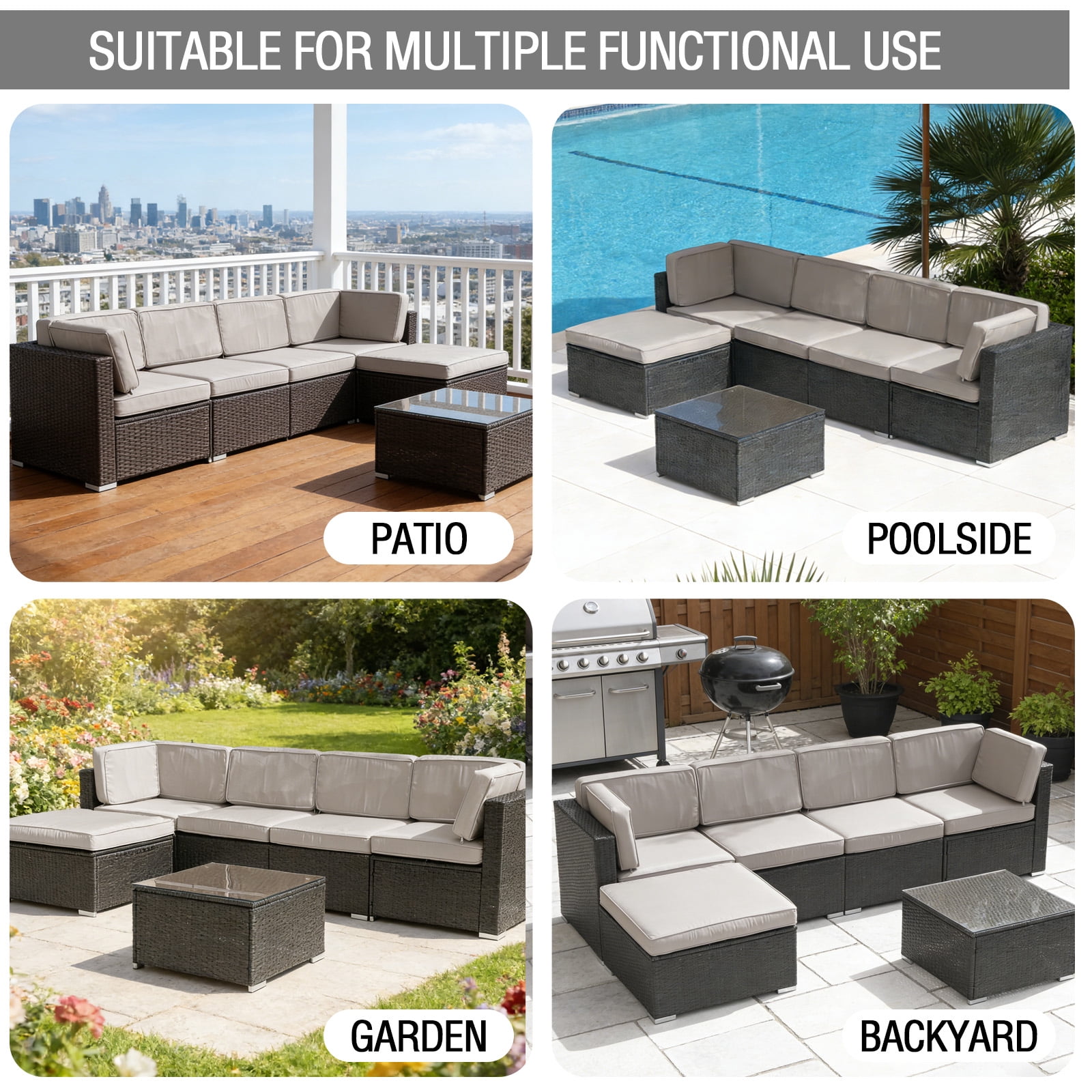 FKS LIFE Outdoor Cushions Covers Patio Sofa Washable Cushions Cover Furniture Cushion Slipcovers Sets (11 Pack)