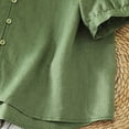 thumbnail image 5 of XPMWRP Women's Cotton Linen Button Down Short Sleeve Shirts Summer Loose V Neck Casual Oversized Solid Blouses Green XXL, 5 of 7