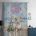 thumbnail image 5 of Coastal Christmas Semi Sheer Curtains Drapes for Living Room,Bedroom,French Doors Window 108 Inches Long,Beach Snowman Xmas Tree Shell Rustic Rod Pocket Chiffon Curtain Drapery Voile Draperies Panel, 5 of 6