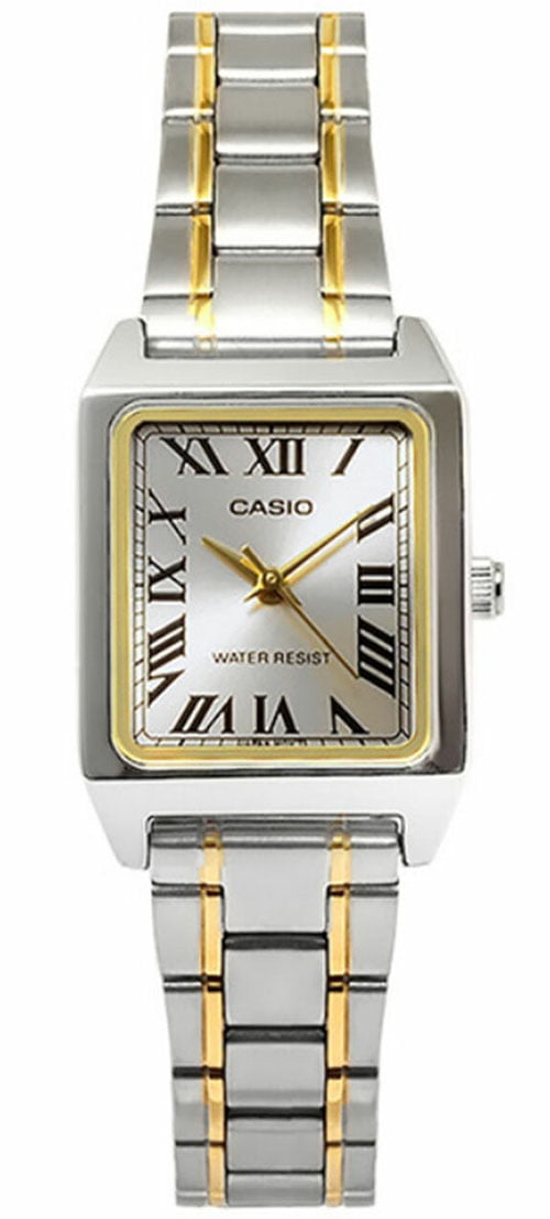 Casio Women’s Two Tone Rectangular Analog Watch - LTP-V007SG-9BUDF