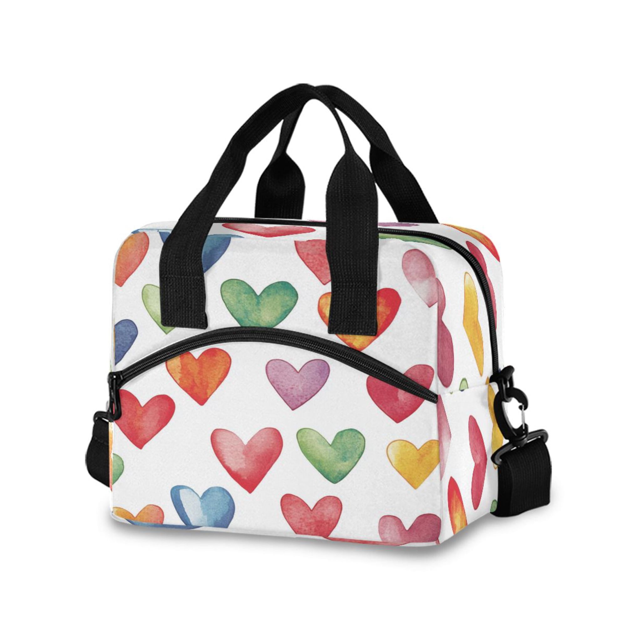 Lunch Bag Portable Crossbody Meal Bag Cooler Bag Insulated Lunch Bag Food Bag Handheld & Crossbody Design Valentine's Day Cute Heart