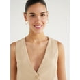 thumbnail image 4 of Scoop Women's and Women's Plus Linen Blend V-Neck Button Vest, Sizes XS-4X, 4 of 5