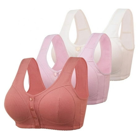 

Xmarks Bra for Older Women Front Closure Back Support - Plus Size Women Cotton Ultra Soft Cup Everyday Sleep Bras Front Closure Cotton Sports Bras for Elderly Women/Girls(3-Packs)