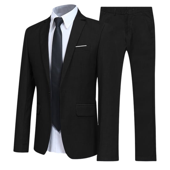 Ediodpoh Male Slim Fit Business Wedding Party Two Piece Suits for Men Black M