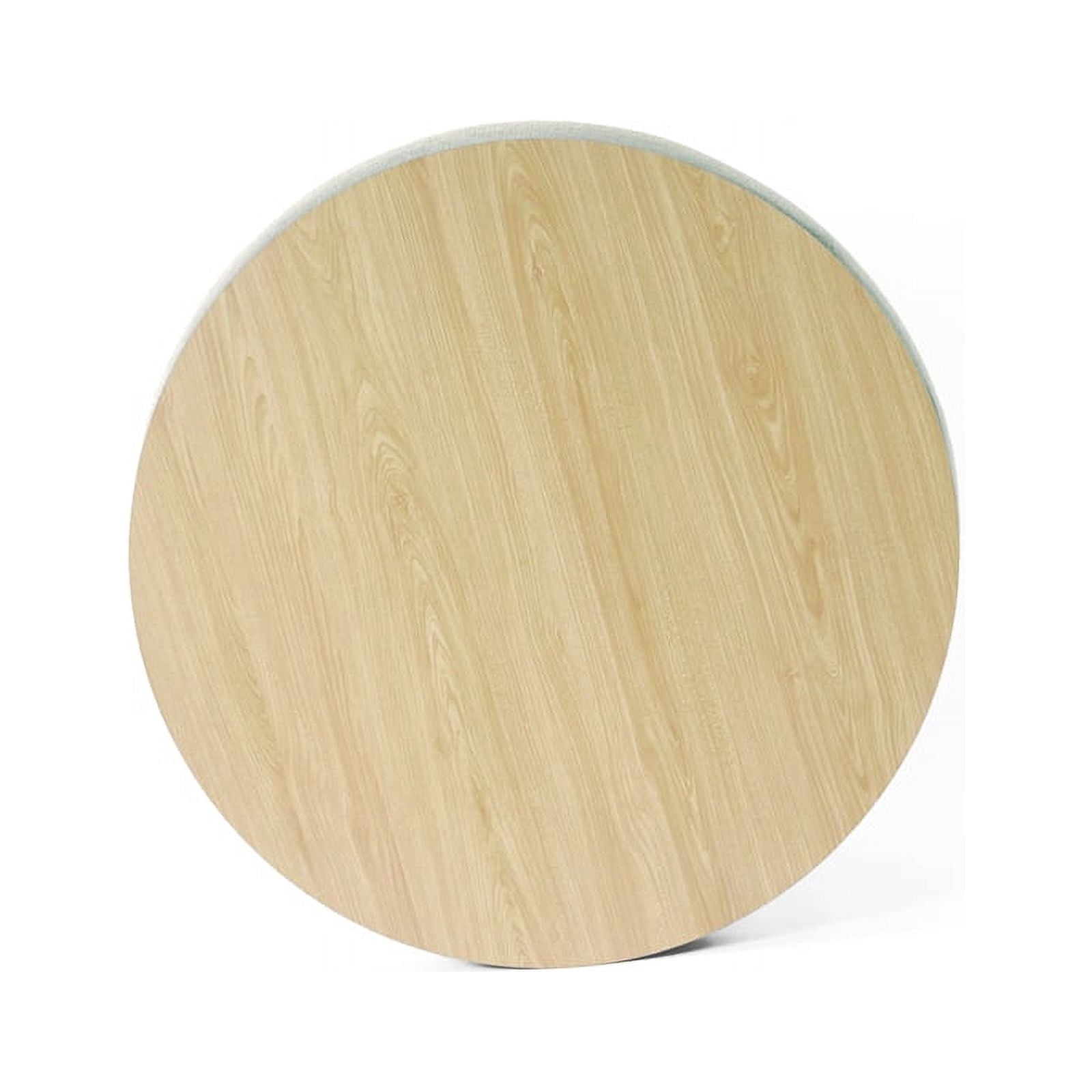 HomePop Large Modern Round Storage Ottoman with Wood Lift-Top Lid, Light Gray/Natural