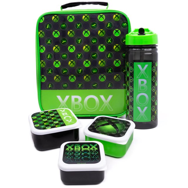 Xbox - Porta Alimentos con Botella - Pack de 5 (Negro, Verde)