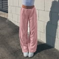thumbnail image 4 of Trendy Sequins Pants for Women Drawcord Adjustable Waist Wide Leg Sparkly Shiny Trouser Street Party Outfits (M, Pink), 4 of 6