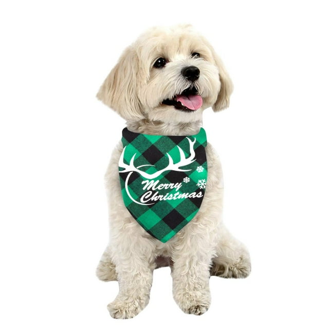 LSLJS Dog Bandanas, New Christmas Pet Print Double Layer Saliva Towel Soft and Breathable Scarf, Adjustable Accessories for Small To Large Dog Puppy Cat