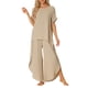 thumbnail image 1 of Pijamas Casual de Manga Corta para Mujeres INSPIRE CHIC Conjunto Suelto de Camiseta y Pantalones Largos 2 Piezas L Color Caqui Claro, 1 of 6