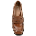 thumbnail image 5 of Journee Womens Ezzey Loafer Mid Stacked Heel Square Toe Pumps, Widths Available, 5 of 10