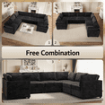 thumbnail image 3 of Vcatnet 130.7" Modular Sectional Sofa Cloud Couch Corduroy L Shaped Oversized Modern Minimalist Couch with Deep Seat for Living Room, 7 Seat, Black, 3 of 11