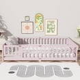 thumbnail image 4 of UHOMEPRO Queen Floor Bed with Fence and Door, Montessori Floor Bed for Kids, Toddler Bed Frame with Safety Guardrails and Slats, Wood Floor Bed Frame Queen Size, No Box Spring Needed, Pink, 4 of 11