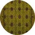 thumbnail image 1 of Ahgly Company Machine Washable Indoor Round Abstract Yellow Modern Area Rugs, 6' Round, 1 of 4