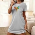 thumbnail image 2 of DeHolifer Womens Nightgowns Short Sleeve Sleepshirt Crewneck Casual Printed Sleepwear Soft Nightshirt Pajama Dress Gray 2XL, 2 of 7