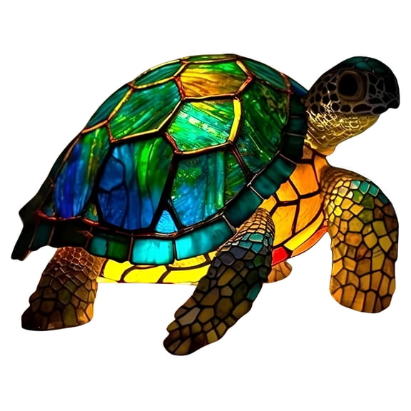 HIBIBUD Cute Animal Table Lamp Series,Stained Resin Lamp - Turtle Table Lamp Night Light,Stained Animal Night Light,Small Table Lamp for Bedroom Home Decoration Farmhouse Table Lamp