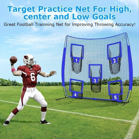 7 X 7 Ft Football Practice Net with 5 Target Zones, Ideal for Quarterback Training to Enhance Throwing Precision, Comes with a Carrying Bag