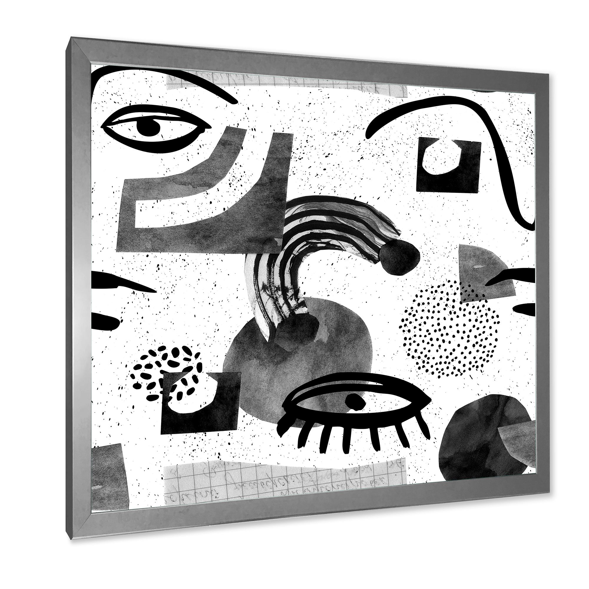 Designart 'Collage of Eyes And Doodles In Contemporary Style II' Modern Framed Art Print