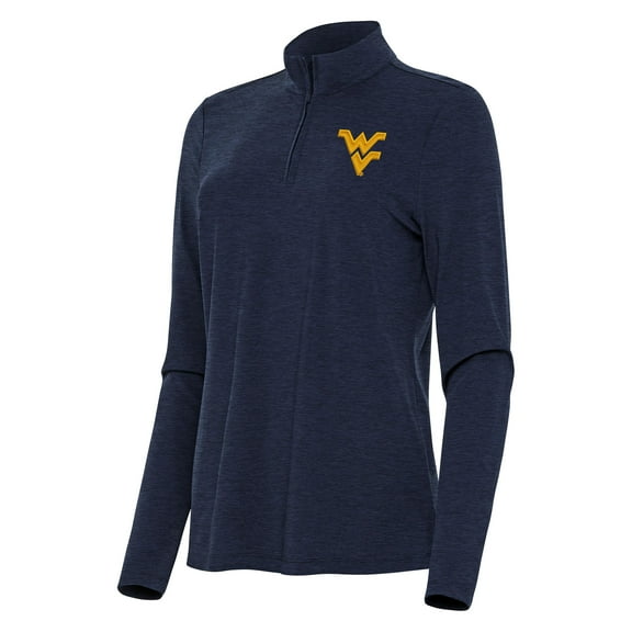 Women's Antigua  Heather Navy West Virginia Mountaineers Bright Quarter-Zip Top