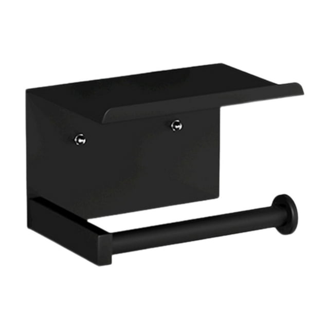 Portarrollos de papel higiénico con estante para teléfono, práctico dispensador de pañuelos para el baño negro un