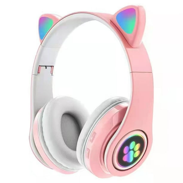 1pcs Wireless Cat Ear Headphones Bluetooth Headset LED w/Mic Lights