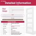 thumbnail image 4 of 24" x 80" 5 Panel Clear Glass Interior Door Slab, Solid Core Door Panel as Barn Door, Pocket Door, French Door, Prehung Door - as Panty Door, Closet Door, Pre-finished & Paintable, White, 4 of 9