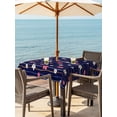 thumbnail image 4 of Square Outdoor Tablecloth with Umbrella Hole Navy Blue Cherry Blossom Table Cloth Waterproof Patio Table Cover Farmhouse Romantic Petals Floral Zipper Tablecloths for Picnic Camping 54x54 Inch, 4 of 8