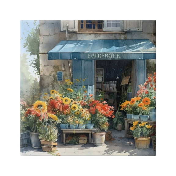 Stupell Industries Village Flower Shop Botanical & Floral Painting Gallery Wrapped Canvas Print Wall Art, 17 x 17