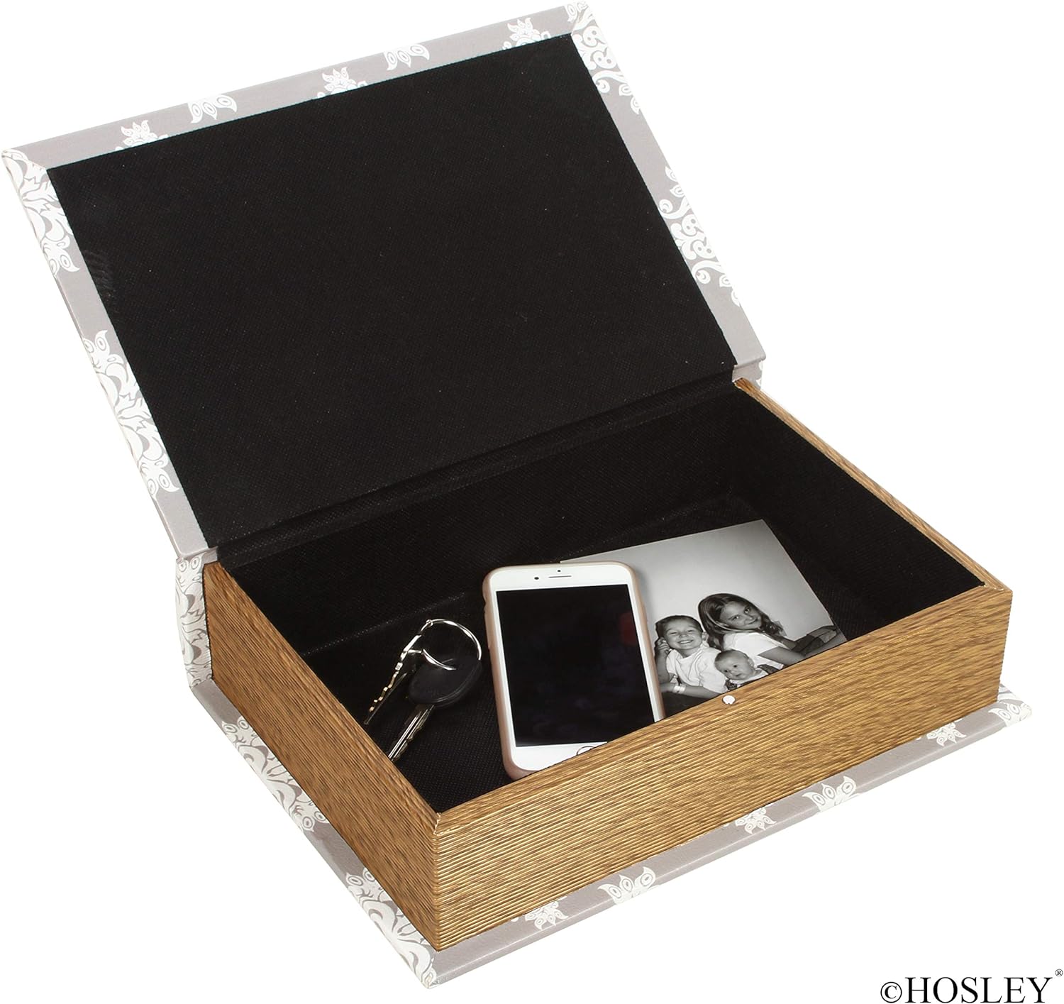 Hosley Set of 3, Wooden Gray Paisley Storage Memory Book Box - image 5 of 8