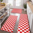 thumbnail image 2 of Red and Black Checkered Pattern Kitchen Rugs Sets Of 3,Kitchen Runner Rugs Non Skid Washable,Decorative Kitchen Floor Mats for Kitchen,Sink,Laundry,17"x30"+ 17"x47" + 17"x59", 2 of 6