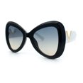 thumbnail image 5 of Womens Large Mod Thick Plastic Bow Tie Butterfly Chic Fashion Sunglasses Black White - Blue Beige, 5 of 8