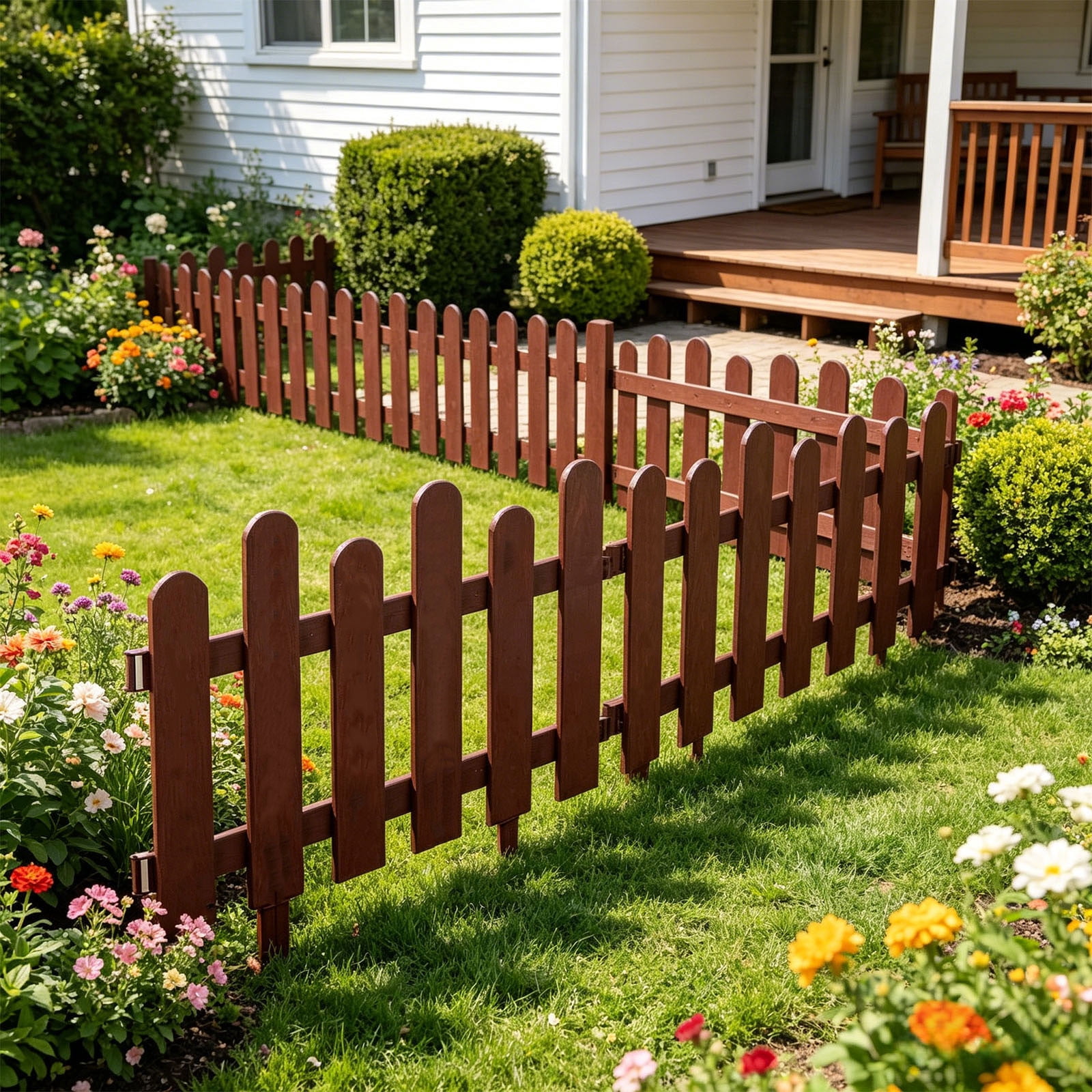 Kadlawus Versatile Garden Fence for Yard, Plastic Mini Border Fence, Decorative Landscape Edging Strips, Small Fence for Flower Bed, Lawn, Patio and Residential Area