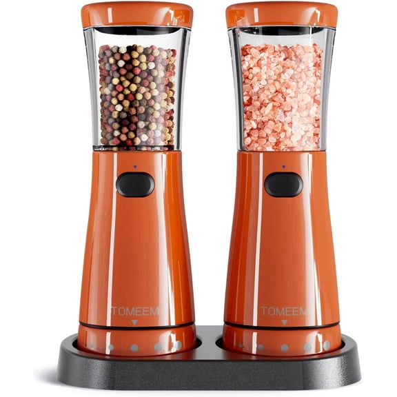 Tomeem Electric Salt and Pepper Grinder Set Rechargeable Stainless Steel Salt and Pepper Shakers Electric with Lights Double