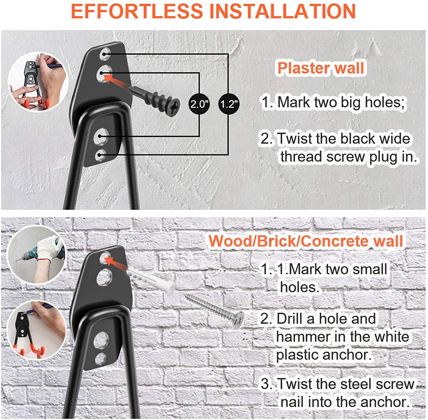 LANNEY Garage Hooks, 12 Pack Heavy Duty Garage Storage Hooks Hangers Wall Mount Utility Hooks for Bikes, Tools, Ladders