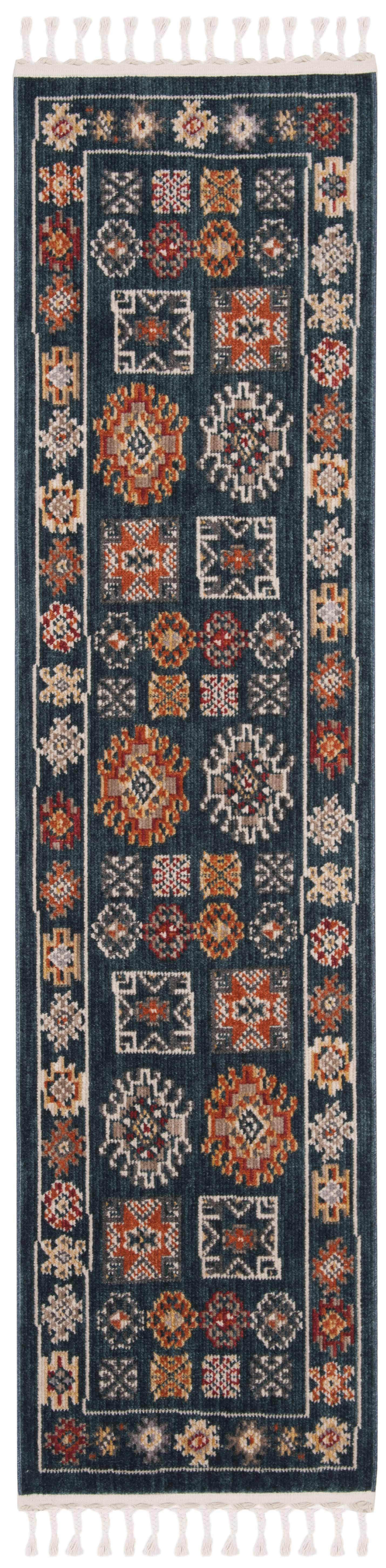 Safavieh Farmhouse Medici Southwestern Runner Rug, Navy/Orange, 2'1" x 8'