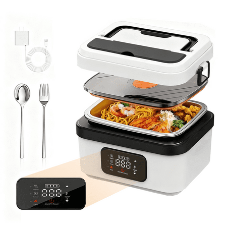 ALEXUNICON Cordless Electric Lunch Box for Adults, Rechargeable Auto Heated Lunch Box with 1L Removable container&Insulated Bag for Office, Picnic, Car & Outdoor Use