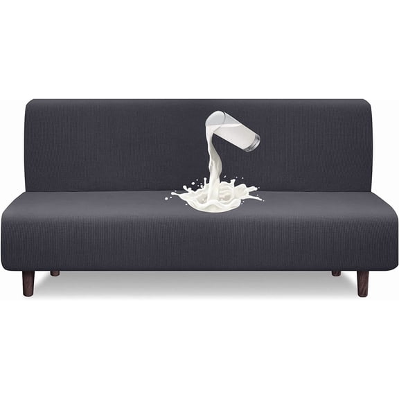 Water Repellent Futon Cover High Stretch Armless Sofa Covers Foldable Sofa Bed Covers Jacquard Futon Slipcover Waterproof Furniture Protector for Kids, Pets (Futon, Gray)