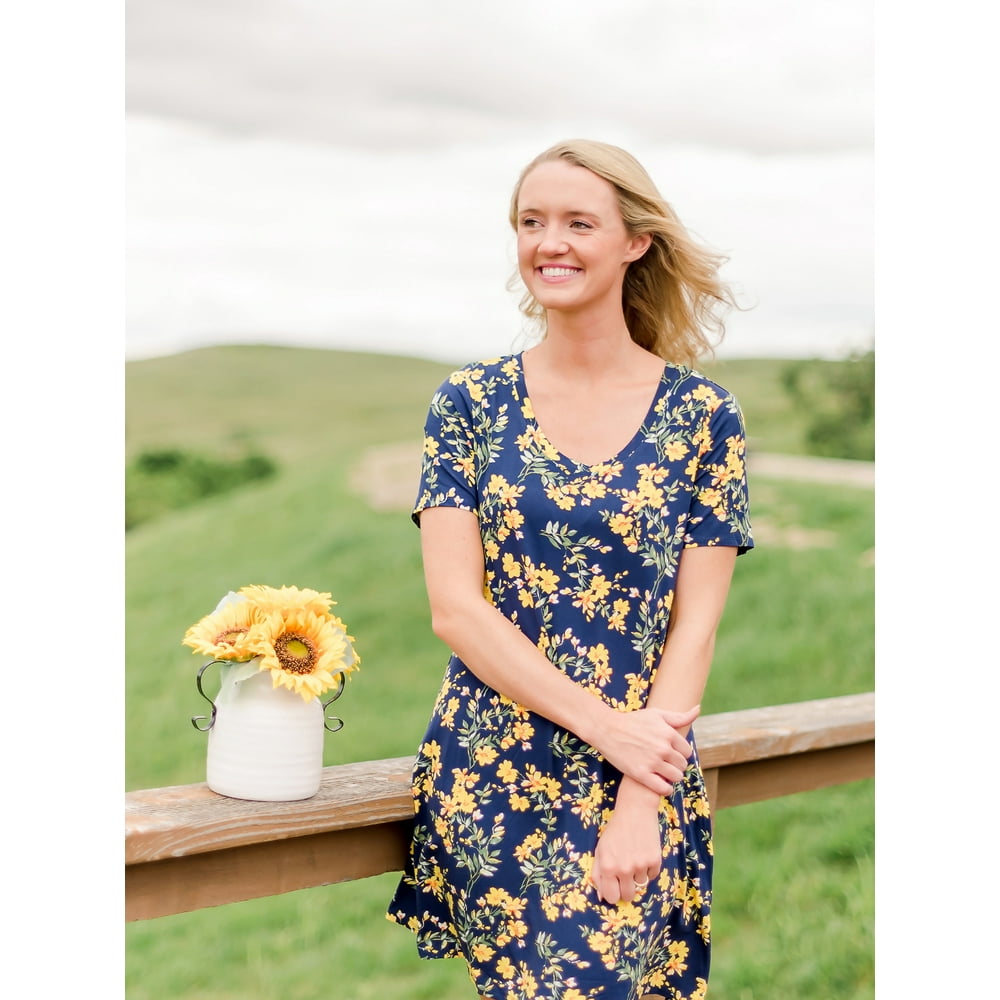 The Pioneer Woman The Pioneer Woman Floral ALine Knit Dress with Short Sleeves