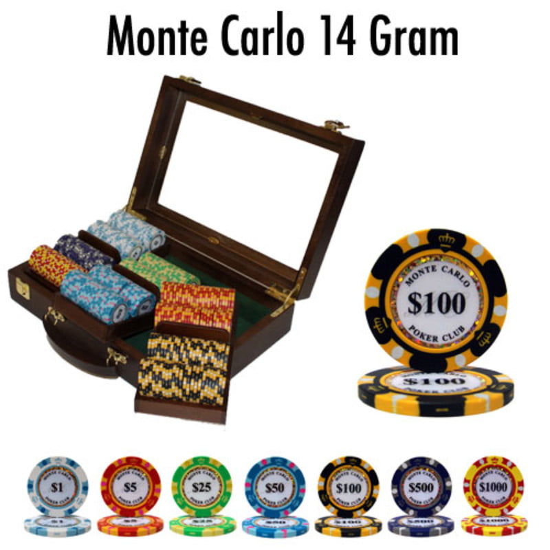 300 Ct Monte Carlo Poker Club 14 gram Poker Chip Set Aluminum Case Custom Build 